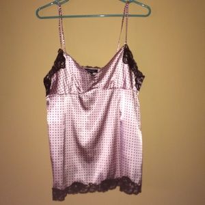 pink & brown polka dot tank top