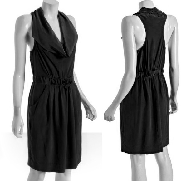 BCBGMaxAzria Dresses & Skirts - Black silk BCBGMAXAZRIA draped cowl neck dress