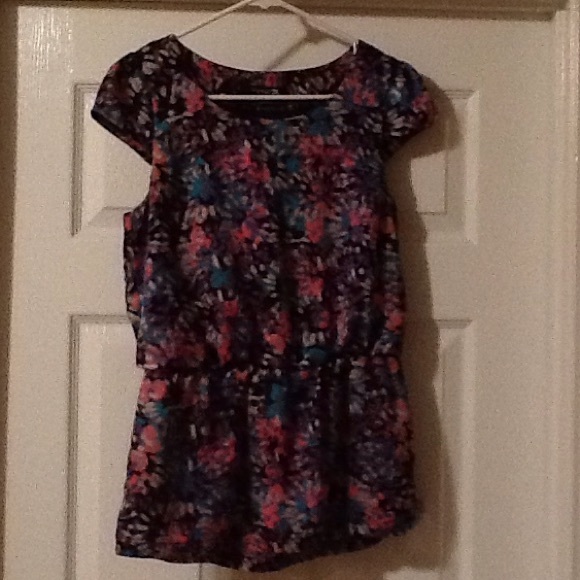 Forever 21 Cinched Waist Cap-Sleeve Top