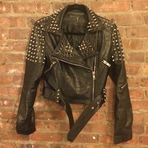 Vegan leather stud jacket