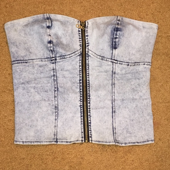 Acid wash Denim bustier