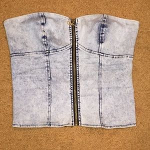 Acid wash Denim bustier
