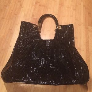 Patent Faux Crocodile Bag