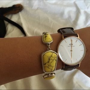 Yellow stone sterling silver bracelet