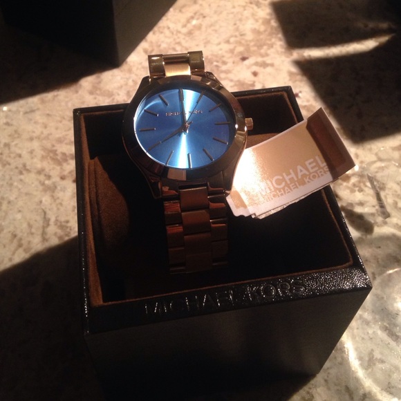 Michael Kors Lady's Slim Runway Gold, blue face