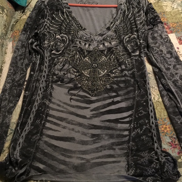 Sinful long sleeve top with braided sides