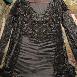 Sinful long sleeve top with braided sides