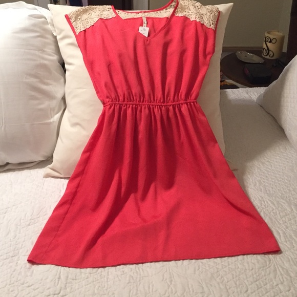 Pink dress with crochet top