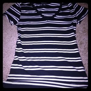 Black and white striped cotton blouse