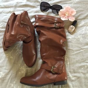Cognac leather boots