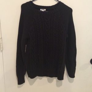 Oversized black cable knit sweater