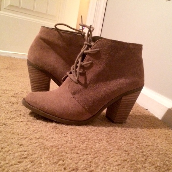 Tan heel booties, size 8.5