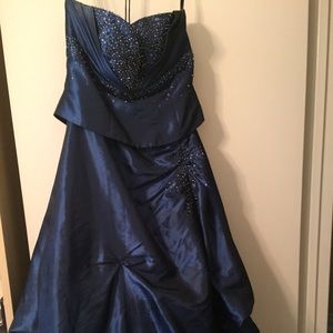 Long Dark Blue Ballgown Dress