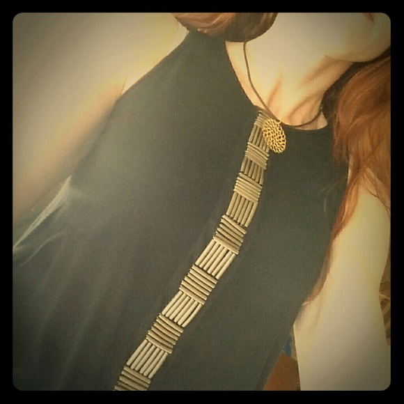 Vince Camuto gold embellishmed tank - Picture 1 of 2