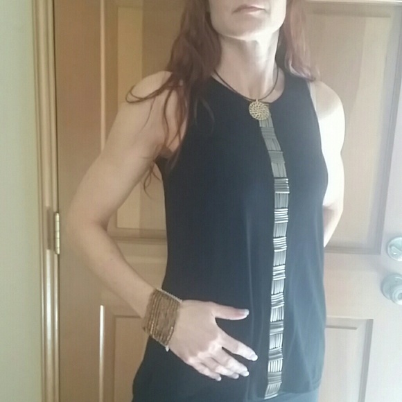 Vince Camuto gold embellishmed tank - Picture 2 of 2