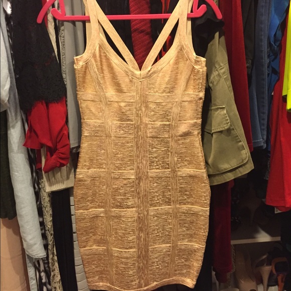House of CB Dresses House Of Cb Gold Foil Bandage Dress Poshmark