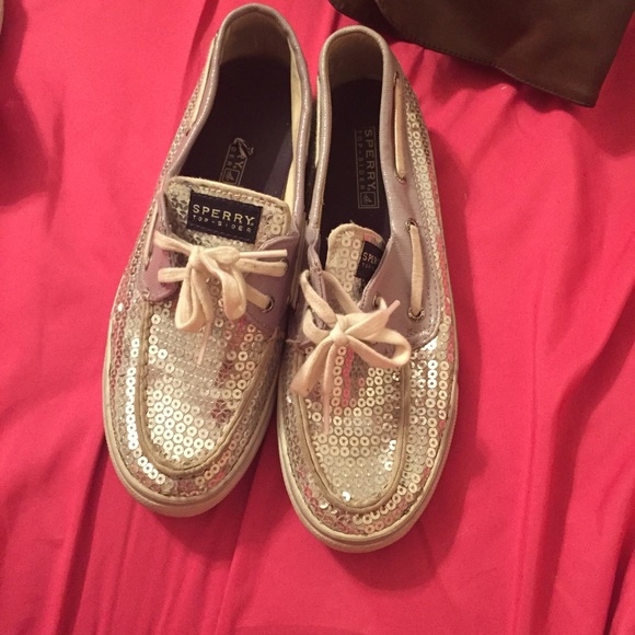 Silver Sequins Sperrys. Discounted tonight only - Picture 1 of 3