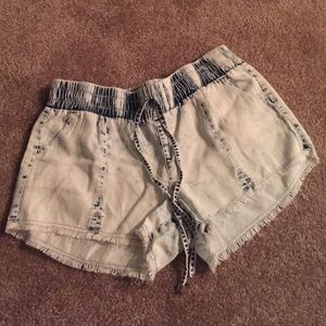 Faded denim shorts