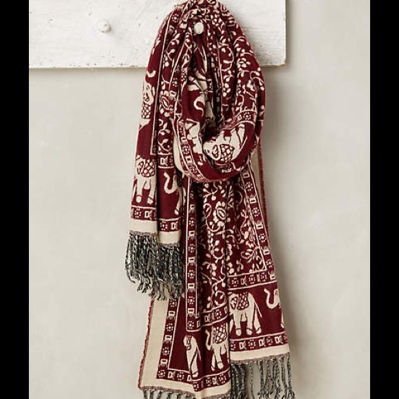 Anthropologie Accessories - Ashwin Winter elephant scarf burgundy acrylic new