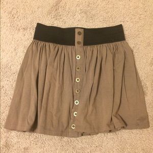 Elastic Stretch Mini Skirt w/Gold Button Details