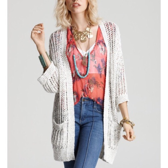 Free People Sweaters - Free People • Ivory Open Knit Cardigan