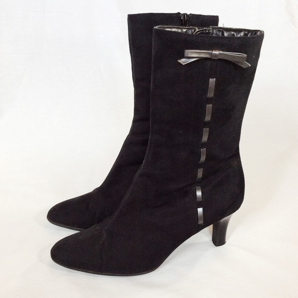 ❗️SALE❗️Black Suede Heeled Dress Boot - Picture 2 of 4