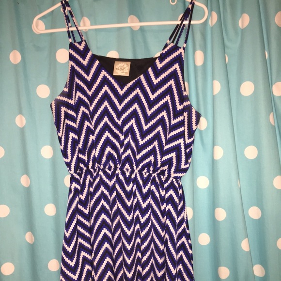 Royal Blue and Black Chevron dress