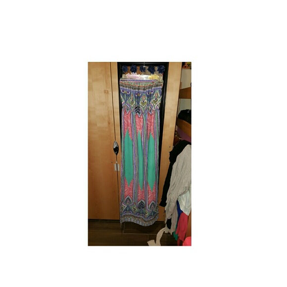 Printed strapless maxi dress - Picture 1 of 2