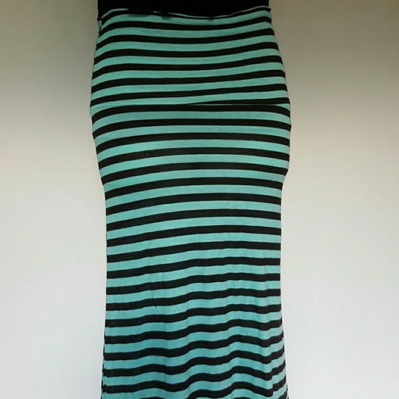 Teal / Black Striped Maxi Skirt - Picture 2 of 3