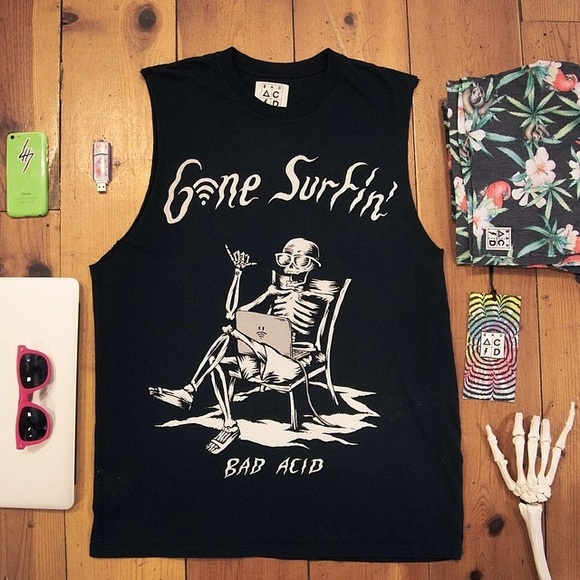 Bad Acid Sucks Gone Surfin tank - Picture 2 of 3