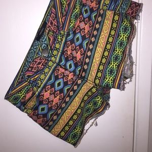 Multicolored tribal shorts