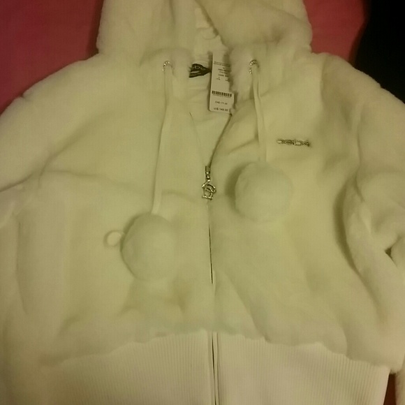 Bebe White Faux Fur Jacket