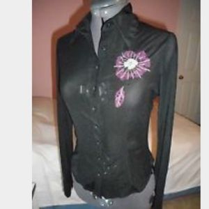 Bisou Bisou sheer black blouse