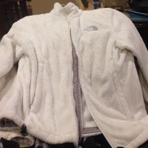 White fur north face women's jacket