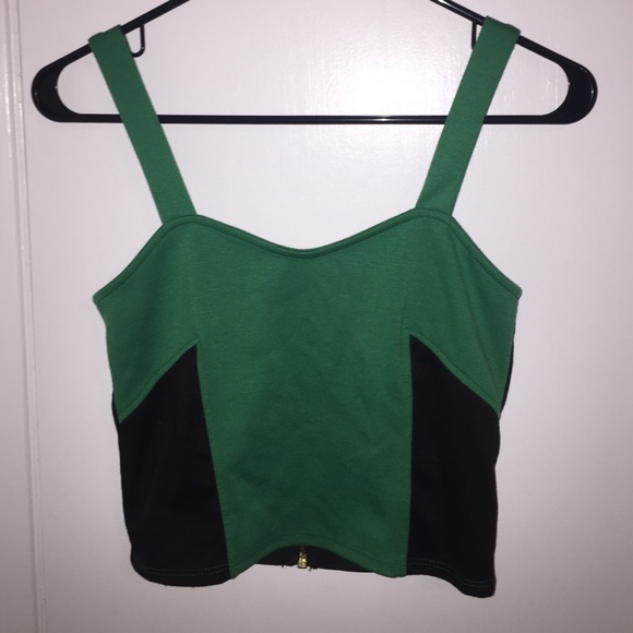 Green and black crop top