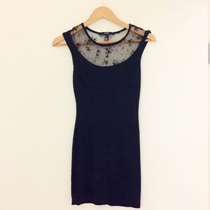 Lace Low-Back Black Mini Dress