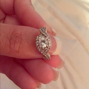 White Safire silver ring