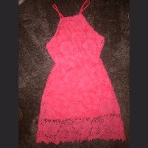 Coral/neon lace dress