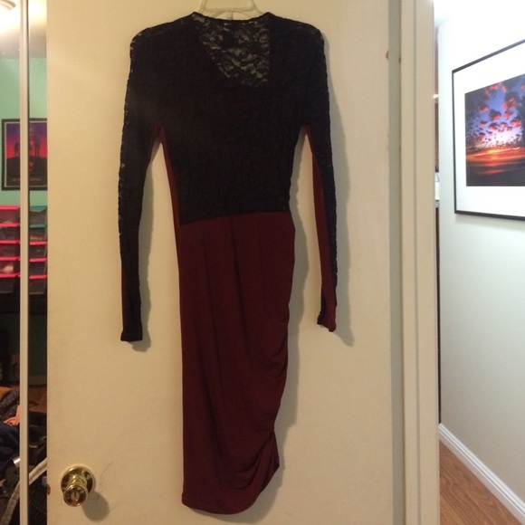 Red and black sexy lace back dress