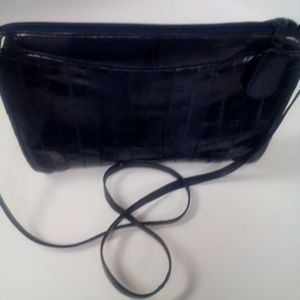 Pretty midnight blue EEL skin leather purse