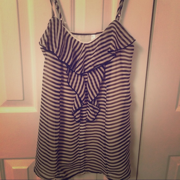Black and cream striped tank top