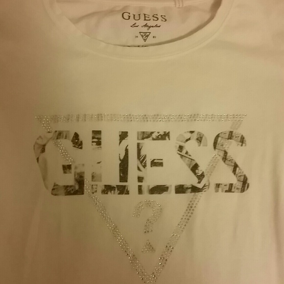 Guess White Rhinestone Shirt - Picture 2 of 2