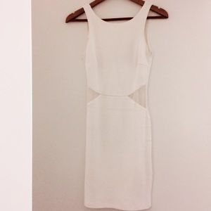White Zara Body Con Dress With Lace Mid Drift