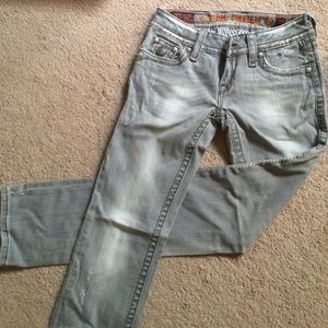 Gray Rock Revival Straight Leg Jeans