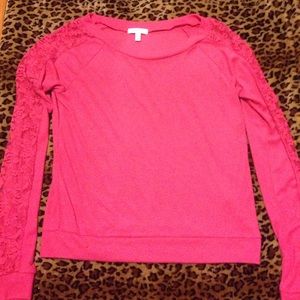 DeLiA's Pink Lace Long Sleeve Shirt