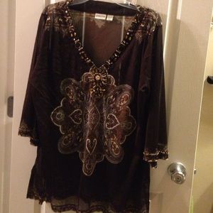 Chicos beaded sheer tunic. Chici's sz 3