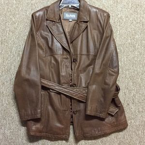 Fall brown leather jacket