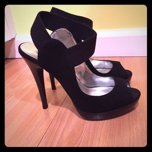 Black suede heels