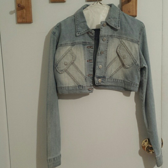 Light blue denim distressed jean jacket