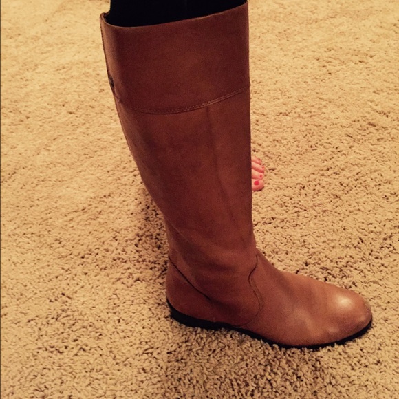 Brown leather boots